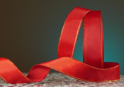 Репсова стрічка з люрексом, вишневий (№525) (2,5 см *23 м) (1 рулон)