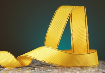 Репсова стрічка з люрексом, жовтий (№645) (2,5 см *23 м) (1 рулон)