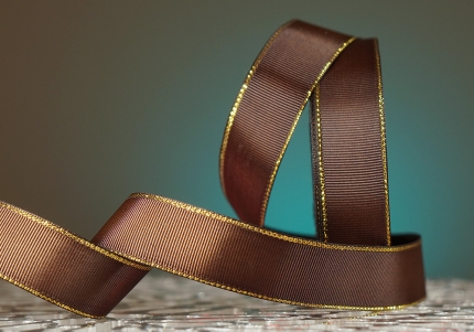 Репсова стрічка з люрексом, коричневий (№850) (2,5 см *23 м) (1 рулон)