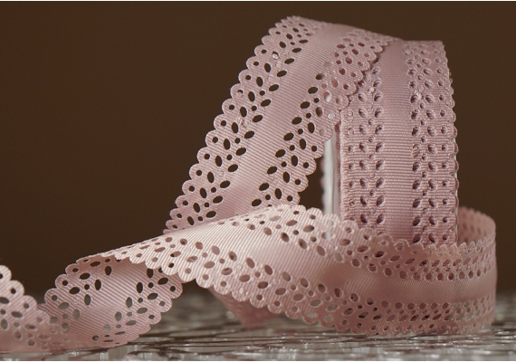 Стрічка репсова з перфорацією (3,5 см *20 м), пудровий (№116m) (1рулон) Стрічка репсова з перфорацією (3,5 см *20 м), пудровий (№116m) (1рулон)