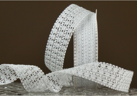 Стрічка макраме в'язана білий (№111) (2,5 см *11,5 м) (1рулон) Стрічка макраме в'язана білий (№111) (2,5 см *11,5 м) (1рулон)