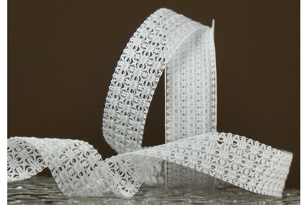 Стрічка макраме в'язана білий (№111) (2,5 см *11,5 м) (1рулон) Стрічка макраме в'язана білий (№111) (2,5 см *11,5 м) (1рулон)