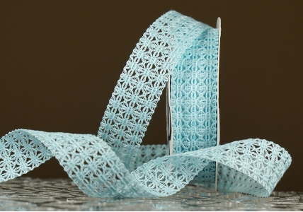 Стрічка макраме в'язана блакитний (№131) (2,5 см *11,5 м) (1рулон)