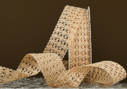 Стрічка макраме в'язана бежевий (№155) (2,5 см *11,5 м) (1рулон)