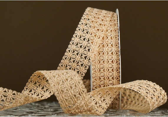 Стрічка макраме в'язана бежевий (№155) (2,5 см *11,5 м) (1рулон) Стрічка макраме в'язана бежевий (№155) (2,5 см *11,5 м) (1рулон)