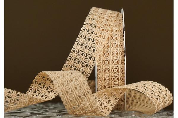 Стрічка макраме в'язана бежевий (№155) (2,5 см *11,5 м) (1рулон) Стрічка макраме в'язана бежевий (№155) (2,5 см *11,5 м) (1рулон)