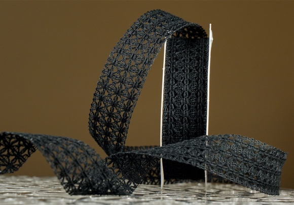 Стрічка макраме в'язана чорний (№171) (2,5 см *11,5 м) (1рулон)