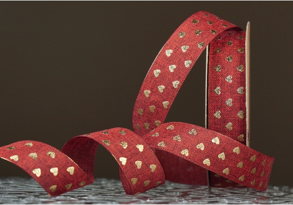 Стрічка з мішковини принт "Серце" (2,5 см *9 м), бордовий (1рулон) Стрічка з мішковини принт "Серце" (2,5 см *9 м), бордовий (1рулон)