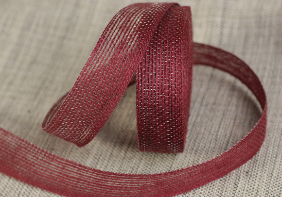Стрічка з мішковини  (2,5 см *10 м), бургунді (бордовий)(1рулон)