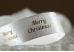 Атласна новорічна стрічка Merry Christmas-3 білий (2,5 см *23 м)(1рулон)