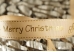 Репсова новорічна стрічка "Merry Christmas" світло-коричневий (2,5 см *23 м) (1рулон)