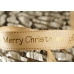 Репсова новорічна стрічка "Merry Christmas" світло-коричневий (2,5 см *23 м) (1рулон)