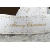 Репсова новорічна стрічка "Merry Christmas-3" білий (4,0 см *23 м) (1рулон)