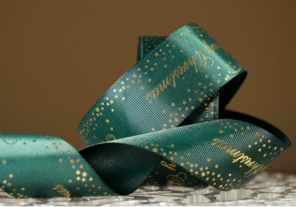 Репсова новорічна стрічка "Merry Christmas-3" зелений (4,0 см *23 м) (1рулон)