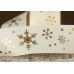 Репсова новорічна стрічка "Сніжинки" молочний (4,0 см *23 м) (1рулон)