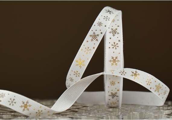 Репсова новорічна стрічка "Сніжинки" білий (1,2 см *23 м) (1рулон) Репсова новорічна стрічка "Сніжинки" білий (1,2 см *23 м) (1рулон)