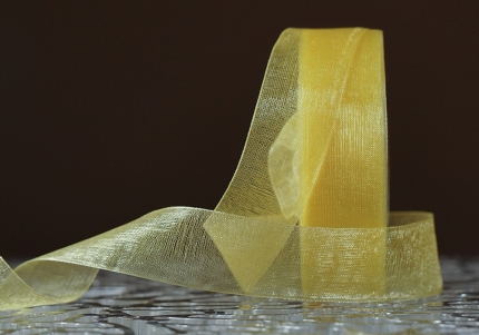 Стрічка ОРГАНЗА (2,0 см *45 м), жовтий (№1015) (1рулон)