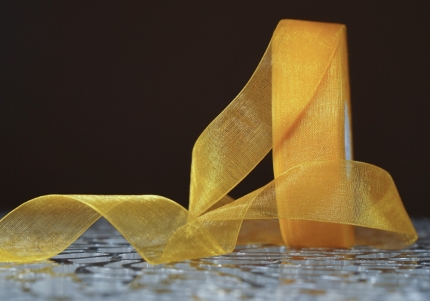 Стрічка ОРГАНЗА (2,5 см *45 м), золотисто-жовтий (№1016) (1рулон)