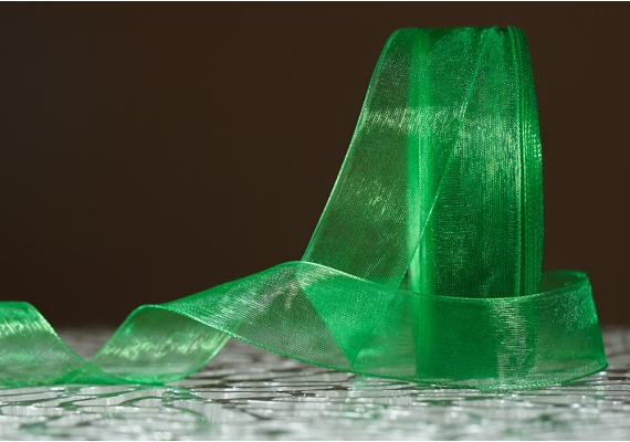 Стрічка ОРГАНЗА (2,5 см *45 м), зелений (теплий) (№1019) (1рулон) Стрічка ОРГАНЗА (2,5 см *45 м), зелений (теплий) (№1019) (1рулон)