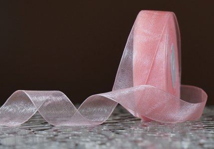 Стрічка ОРГАНЗА (2,5 см *45 м), персиковий (№1022) (1рулон)