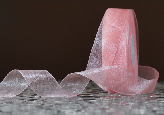 Стрічка ОРГАНЗА (2,5 см *45 м), персиковий (№1022) (1рулон) Стрічка ОРГАНЗА (2,5 см *45 м), персиковий (№1022) (1рулон)