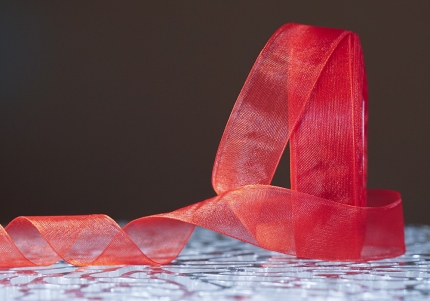 Стрічка ОРГАНЗА (2,0 см *45 м), червоний (№1026) (1рулон)