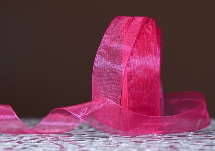 Стрічка ОРГАНЗА (2,0 см *45 м), темно-малиновий (№1028) (1рулон)