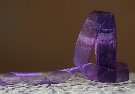 Стрічка ОРГАНЗА (2,5 см *45 м), фіолетовий (№1035) (1рулон) Стрічка ОРГАНЗА (2,5 см *45 м), фіолетовий (№1035) (1рулон)