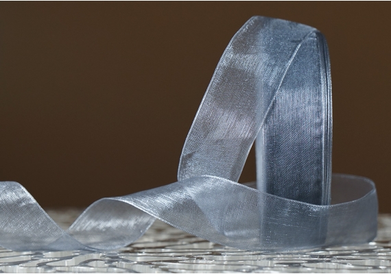 Стрічка ОРГАНЗА (2,5 см *45 м), сірий (№1059) (1рулон) Стрічка ОРГАНЗА (2,5 см *45 м), сірий (№1059) (1рулон)