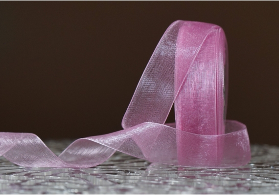 Стрічка ОРГАНЗА (2,5 см *45 м), рожевий (№1070) (1рулон) Стрічка ОРГАНЗА (2,5 см *45 м), рожевий (№1070) (1рулон)