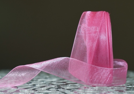 Стрічка ОРГАНЗА (2,5 см *45 м), рожевий (насичений) (№1094) (1рулон)