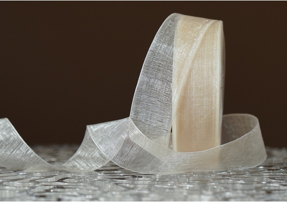 Стрічка ОРГАНЗА (2,5 см *45 м), молочний (№BK06) (1рулон) Стрічка ОРГАНЗА (2,5 см *45 м), молочний (№BK06) (1рулон)