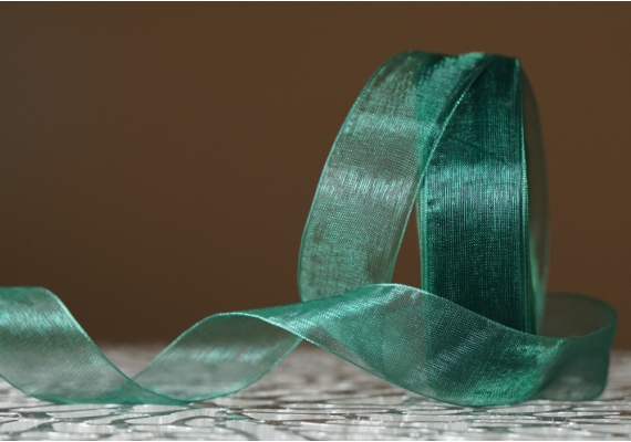 Стрічка ОРГАНЗА (2,5 см *45 м), темно-зелений (№BK11) (1рулон) Стрічка ОРГАНЗА (2,5 см *45 м), темно-зелений (№BK11) (1рулон)