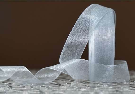 Стрічка ОРГАНЗА (2,5 см *45 м), срібний (№BK38) (1рулон) Стрічка ОРГАНЗА (2,5 см *45 м), срібний (№BK38) (1рулон)