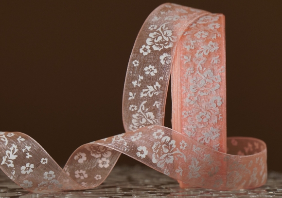 Стрічка ОРГАНЗА з принтом "КВІТИ" (2,5 см *45 м), ніжно-персиковий (№07m) (1рулон) Стрічка ОРГАНЗА з принтом "КВІТИ" (2,5 см *45 м), ніжно-персиковий (№07m) (1рулон)