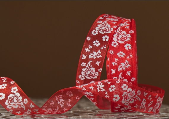 Стрічка ОРГАНЗА з принтом "КВІТИ" (2,5 см *45 м), червоний (№26m) (1рулон) Стрічка ОРГАНЗА з принтом "КВІТИ" (2,5 см *45 м), червоний (№26m) (1рулон)