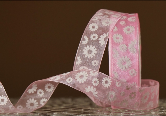Стрічка ОРГАНЗА з принтом "КВІТИ-2" (2,5 см *45 м), ніжно-рожевий (№04m) (1рулон) Стрічка ОРГАНЗА з принтом "КВІТИ-2" (2,5 см *45 м), ніжно-рожевий (№04m) (1рулон)