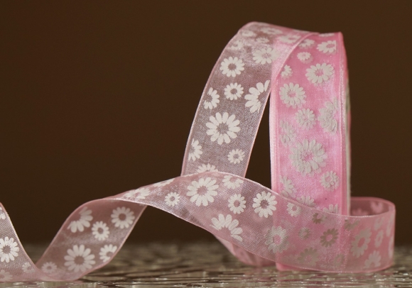Стрічка ОРГАНЗА з принтом "КВІТИ-2" (2,5 см *45 м), ніжно-рожевий (№04m) (1рулон) Стрічка ОРГАНЗА з принтом "КВІТИ-2" (2,5 см *45 м), ніжно-рожевий (№04m) (1рулон)