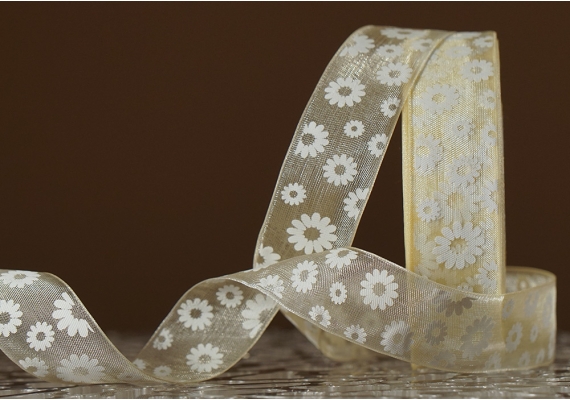 Стрічка ОРГАНЗА з принтом "КВІТИ-2" (2,5 см *45 м), світло-жовтий (№10m) (1рулон) Стрічка ОРГАНЗА з принтом "КВІТИ-2" (2,5 см *45 м), світло-жовтий (№10m) (1рулон)