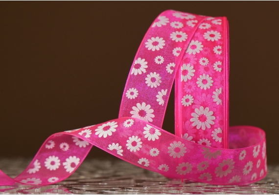 Стрічка ОРГАНЗА з принтом "КВІТИ-2" (2,5 см *45 м), темно-малиновий (№28m) (1рулон) Стрічка ОРГАНЗА з принтом "КВІТИ-2" (2,5 см *45 м), темно-малиновий (№28m) (1рулон)