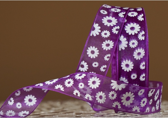 Стрічка ОРГАНЗА з принтом "КВІТИ-2" (2,5 см *45 м), пурпурно-фіолетовий (№182m) (1рулон) Стрічка ОРГАНЗА з принтом "КВІТИ-2" (2,5 см *45 м), пурпурно-фіолетовий (№182m) (1рулон)