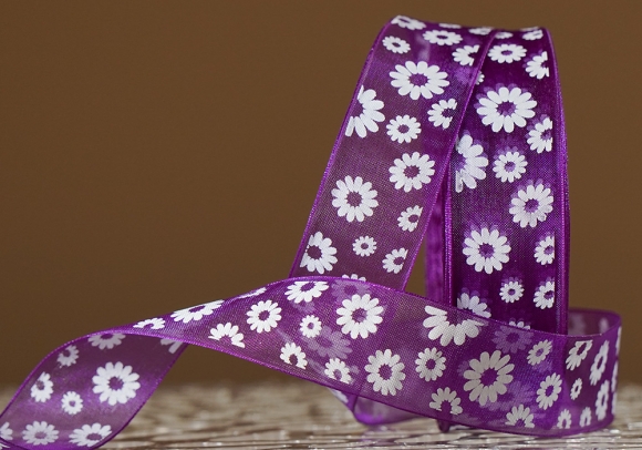 Стрічка ОРГАНЗА з принтом "КВІТИ-2" (2,5 см *45 м), пурпурно-фіолетовий (№182m) (1рулон) Стрічка ОРГАНЗА з принтом "КВІТИ-2" (2,5 см *45 м), пурпурно-фіолетовий (№182m) (1рулон)