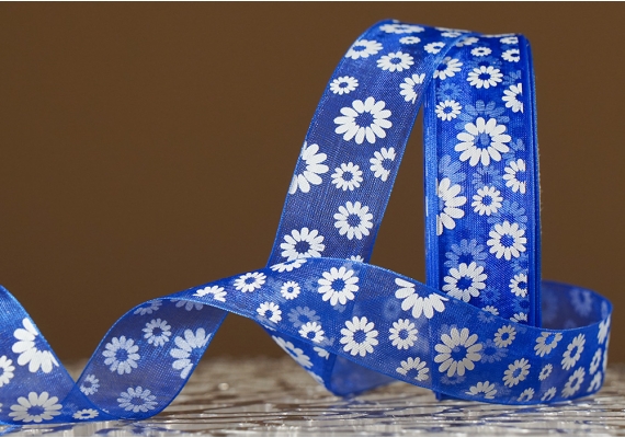 Стрічка ОРГАНЗА з принтом "КВІТИ-2" (2,5 см *45 м), темно-синій (№40m) (1рулон) Стрічка ОРГАНЗА з принтом "КВІТИ-2" (2,5 см *45 м), темно-синій (№40m) (1рулон)