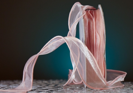 Органза хвиляста світло-рожевий колір з кантом (3,0 см *23 м), (1рулон)