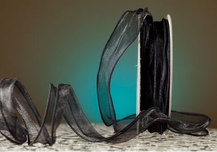 Органза хвиляста чорний колір з кантом (3,0 см *23 м), (1рулон) Органза хвиляста чорний колір з кантом (3,0 см *23 м), (1рулон)