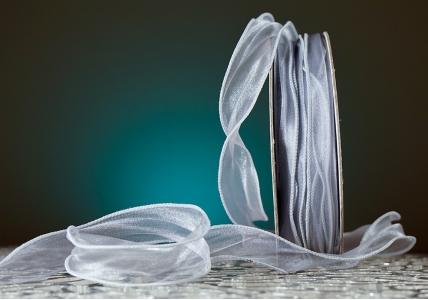 Органза хвиляста сірий колір з кантом (3,0 см *23 м), (1рулон) Органза хвиляста сірий колір з кантом (3,0 см *23 м), (1рулон)