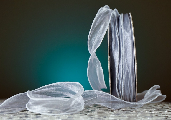 Органза хвиляста сірий колір з кантом (3,0 см *23 м), (1рулон) Органза хвиляста сірий колір з кантом (3,0 см *23 м), (1рулон)