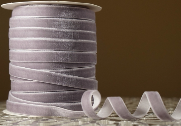 Стрічка оксамитова (велюр) 1,0см лілова (№C60) (1,0 см*45м) (1 рулон)