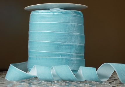 Стрічка оксамитова (велюр) 2,5 см, тіфані (№30) (1 рулон) (45м)