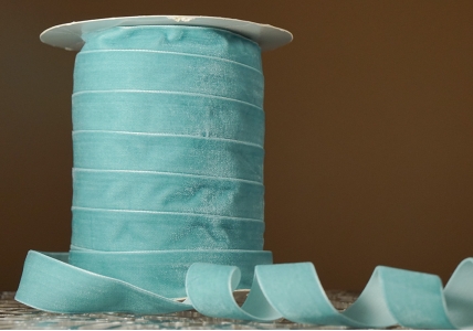 Стрічка оксамитова (велюр) 2,5 см, бірюзовий (№31) (1 рулон) (45м)